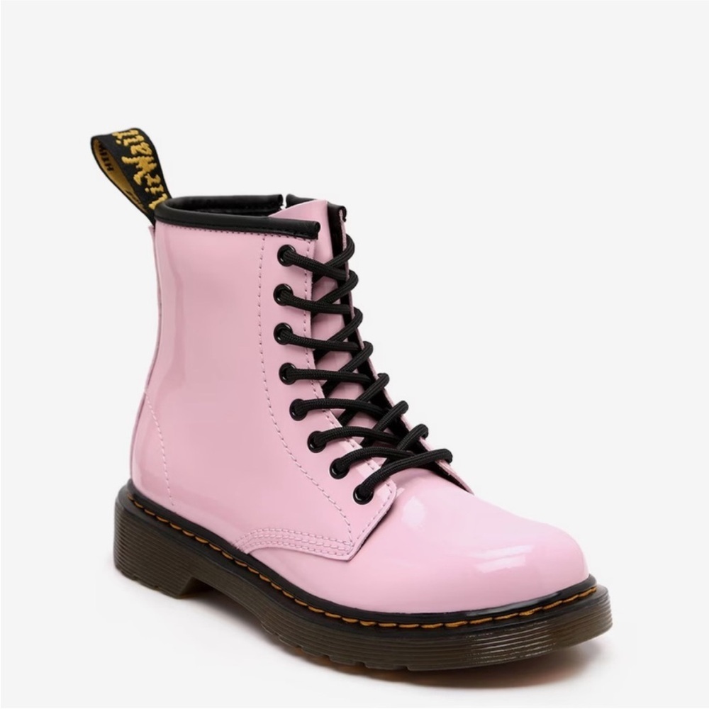 Dr. Martens 1460 J Pink Patent Leather Lace
Up/Zip Ankle Boots Size 2